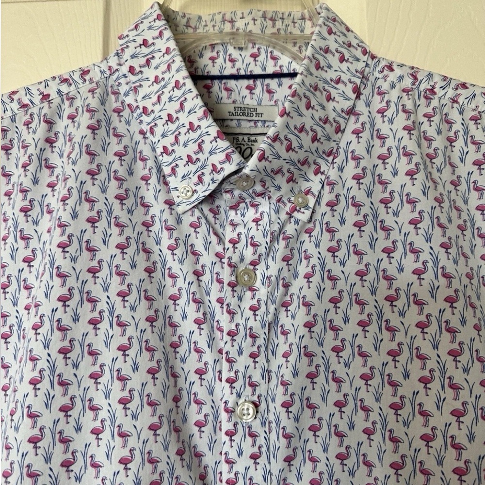 JoS.A.Bank Tailored SS Button-Down Flamingo Shirt